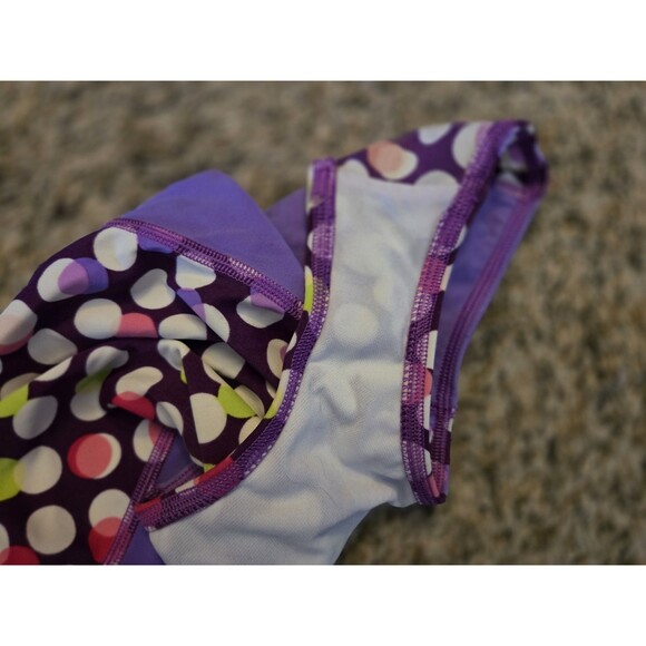 Lands End Swimsuit Matching Rash Guard Top 2pcs Girls Size 2T Purple Polka Dots - Picture 9 of 13